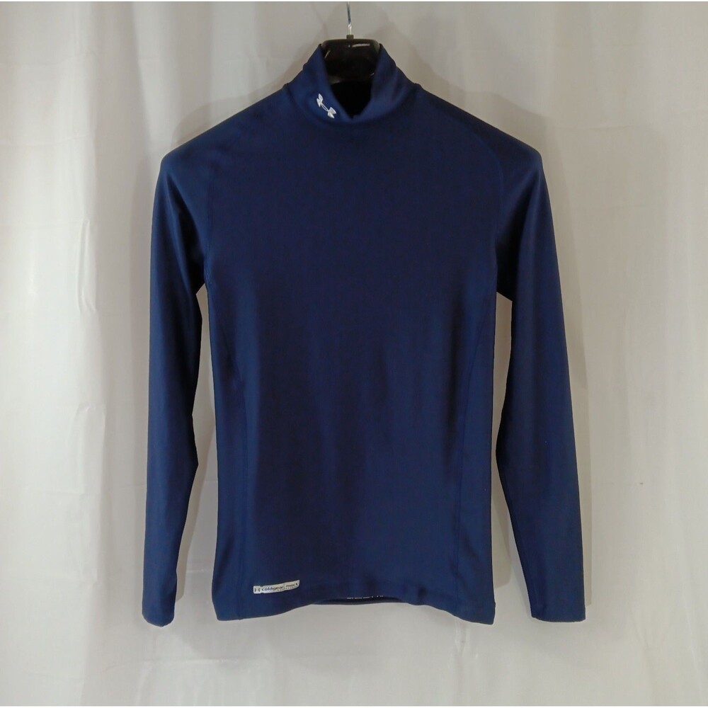 Under Armour Athletic Top Women's Size Large Navy Blue Coldgear Mock Compression
